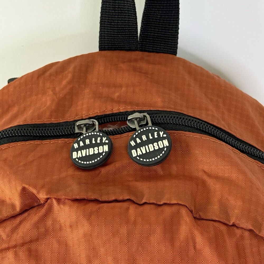 Harley-Davidson w/Bar & Shield Logo Orange Nylon Adjustable Backpack Daypack NEW - Picture 4 of 12